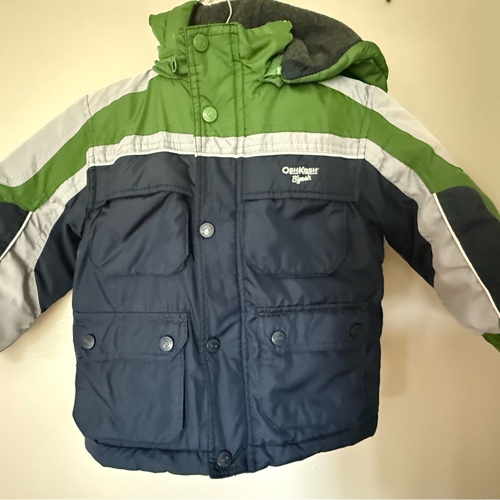 OshKosh B'gosh Kids Green and Navy Puffer Jacket